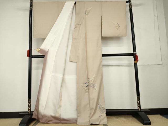 平和屋着物●鎌倉友禅 坂井教人 日本工芸会正会員 訪問着 友禅 紬地 枝花文 金彩 正絹 逸品 AABL1121cs