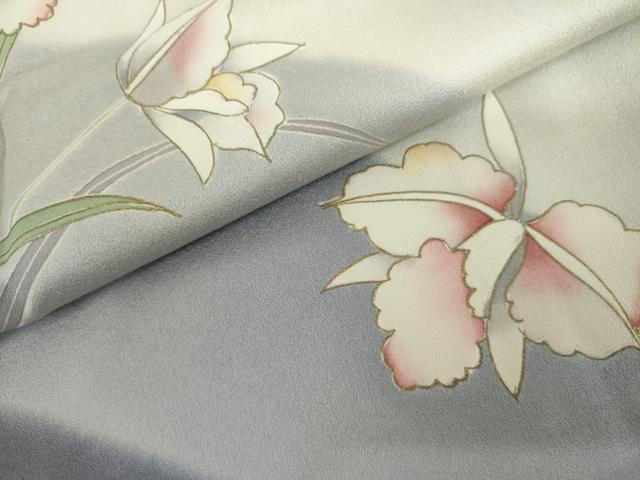 平和屋着物●訪問着 草花文 暈し染め 金彩 ロング丈 正絹 逸品 AABL1145cs