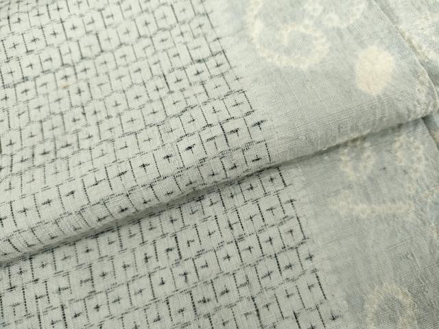 平和屋着物●結城紬 絞り 唐草間道 正絹 逸品 AABL1148cs