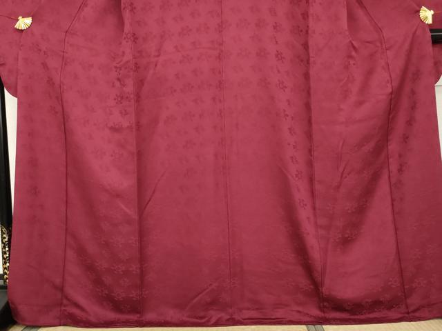 平和屋着物●豪華振袖 草花地紋 中紅色 正絹 逸品 AABL1155cs