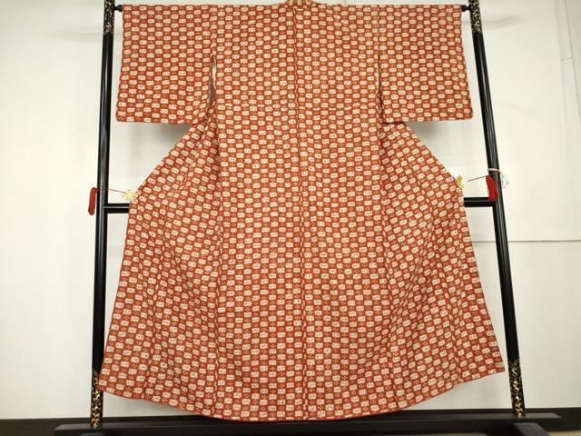 平和屋着物●岩手の匠 草紫堂 南部絞り 茜染 小紋 綿 逸品 AABL1158cs