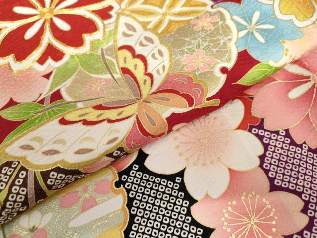平和屋着物●豪華振袖 駒刺繍 雪輪花蝶文 正絹 逸品 AABL1173cs
