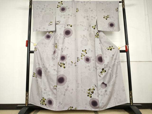 平和屋着物●上質な小紋 地紋起こし 菊 京都きもの友禅扱い 正絹 逸品 未使用 AABL1176cs