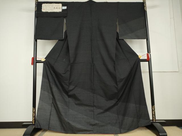 平和屋着物●赤城紬 訪問着 黒地 証紙付き 正絹 逸品 AABL1179cs