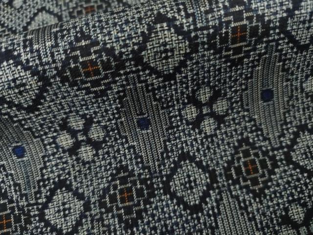 平和屋着物●本場大島紬 割込み絣 花菱文 正絹 逸品 AABL1183cs