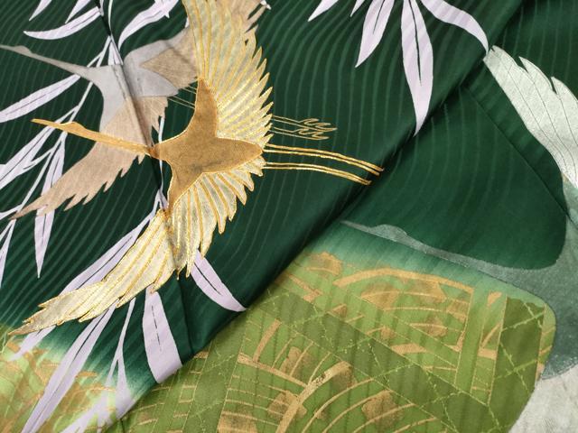 平和屋着物●豪華振袖 駒刺繍 枝垂れ柳飛鶴文 暈し染め 金銀彩 正絹 逸品 AABL1185cs