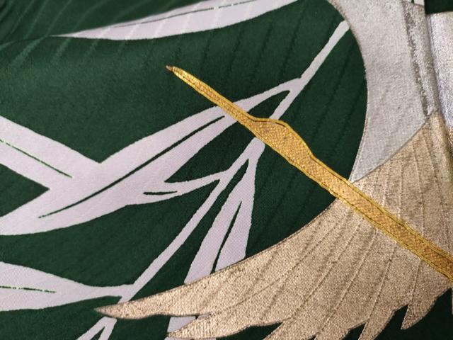 平和屋着物●豪華振袖 駒刺繍 枝垂れ柳飛鶴文 暈し染め 金銀彩 正絹 逸品 AABL1185cs