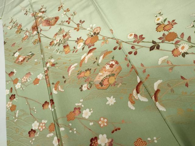 平和屋着物●訪問着 花文箱 暈し染め 正絹 逸品 AABL1189cs