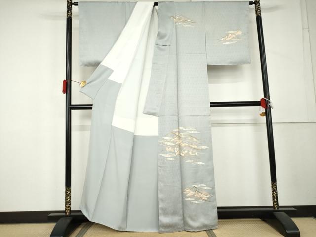 平和屋着物●訪問着 駒刺繍 重ね山松竹梅文 金彩 正絹 逸品 AABL1191cs