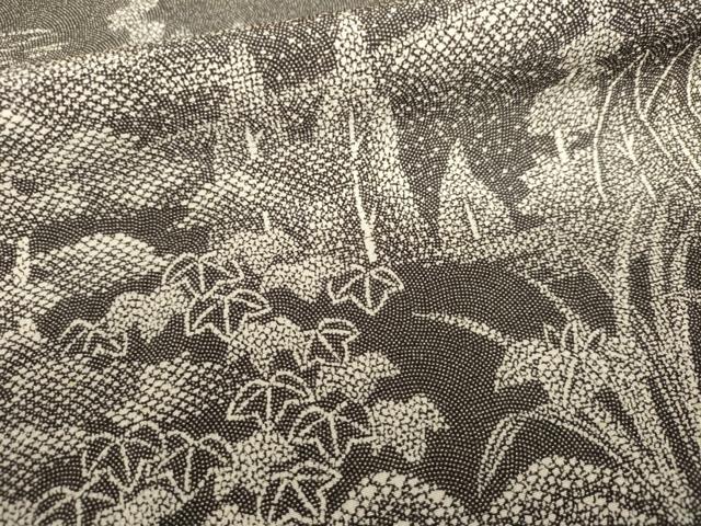 平和屋着物●江戸小紋 訪問着 鮫小紋柄 風景文 黒地 正絹 逸品 AABL1194cs