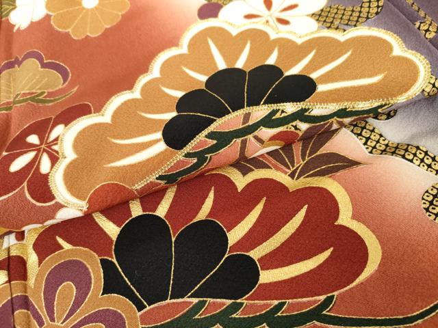 平和屋着物●豪華振袖 駒刺繍 松竹梅文 暈し染め 金彩 正絹 逸品 AABL1195cs