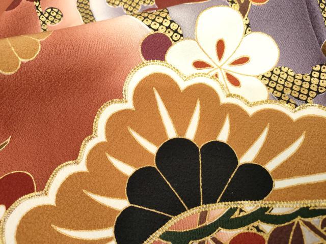 平和屋着物●豪華振袖 駒刺繍 松竹梅文 暈し染め 金彩 正絹 逸品 AABL1195cs