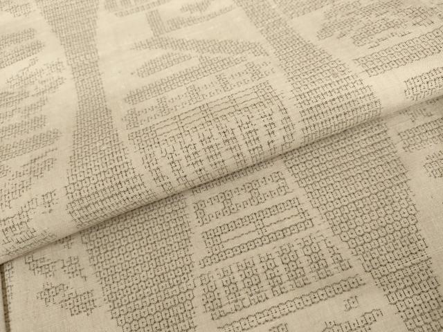 平和屋着物●結城紬 100亀甲 立涌風景文 正絹 逸品 AABL1196cs