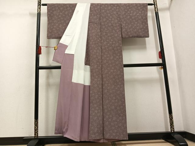 平和屋着物●江戸小紋 花唐草文 正絹 逸品 未使用 AABL1209ph