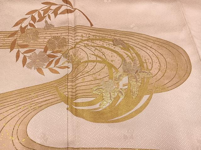 平和屋着物●豪華色留袖 竹屋町刺繍 流水草花文 金彩 正絹 逸品 AABL1215ph