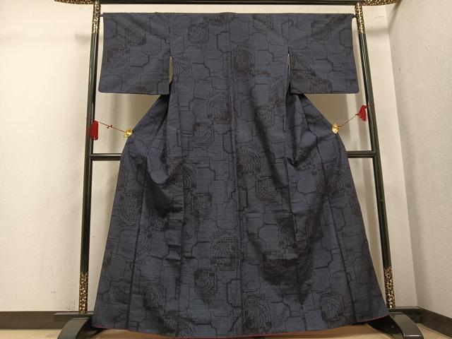 平和屋着物●結城紬 80亀甲 舟 正絹 逸品 AABL1216ph