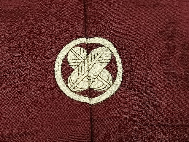 平和屋着物●上質な色無地 人物地紋 小豆色 正絹 逸品 未使用 AABL1218ph
