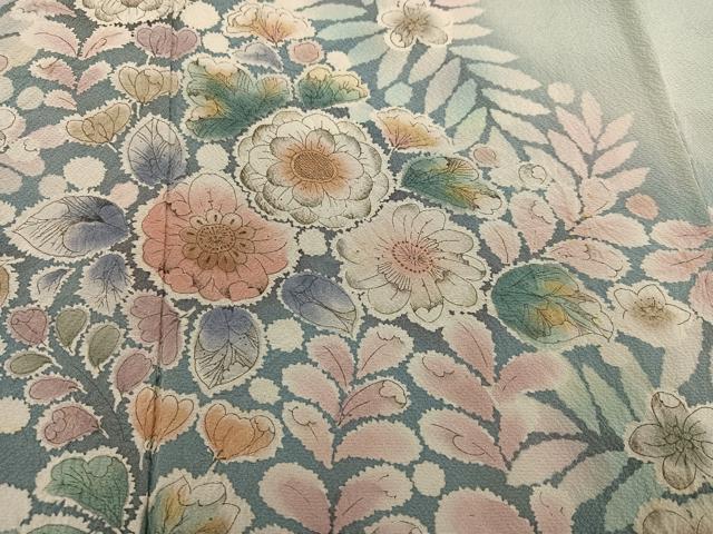 平和屋着物●訪問着 作家物 辻が花 暈し染め 丹後ちりめん 反端付き 正絹 逸品 AABL1224ph