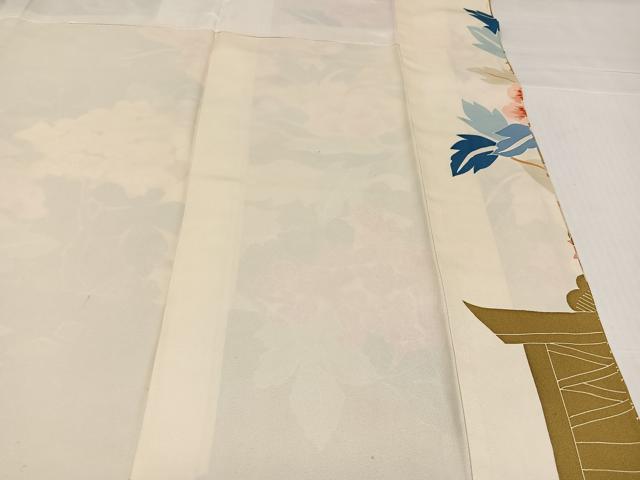 平和屋着物●豪華振袖 駒刺繍 草花文 金彩 正絹 逸品 AABL1226ph