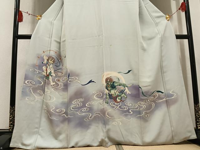 平和屋着物●訪問着 手描き 風神雷神 暈し染め 正絹 逸品 AABL1227ph