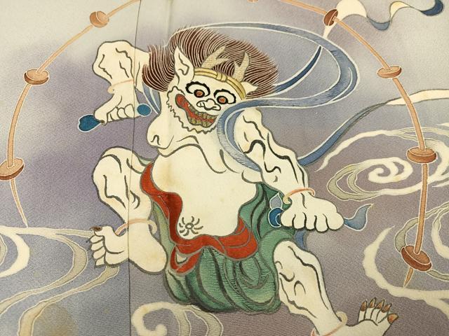 平和屋着物●訪問着 手描き 風神雷神 暈し染め 正絹 逸品 AABL1227ph
