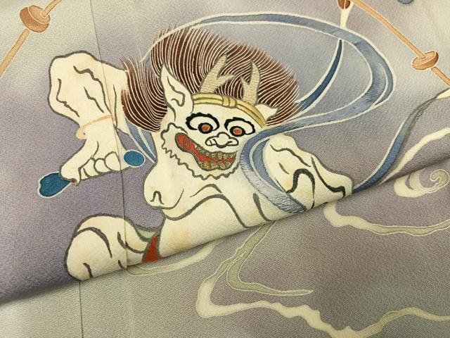 平和屋着物●訪問着 手描き 風神雷神 暈し染め 正絹 逸品 AABL1227ph