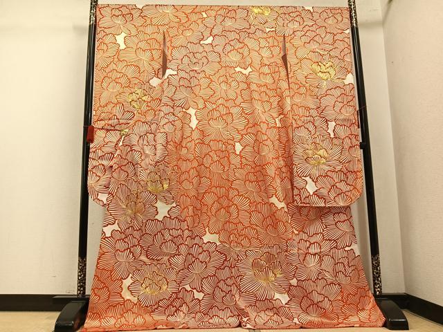 平和屋着物●豪華振袖 駒刺繍 牡丹 金彩 ロング丈 正絹 逸品 AABL1235ph