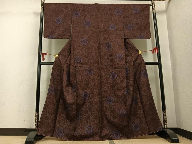 平和屋着物●小紋 花唐草文 洗える着物 未使用 AABL1239ph