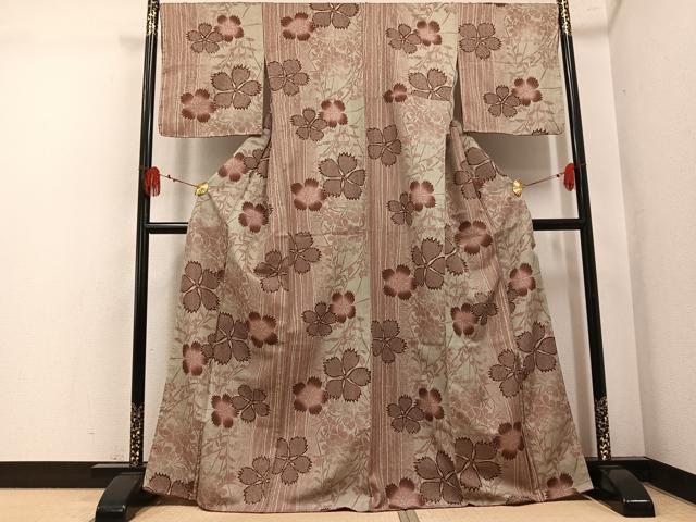 平和屋着物●小紋 舞花文 洗える着物 未使用 AABL1242ph