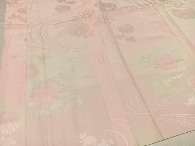 平和屋着物●振袖用長襦袢 袷 流水花地紋 暈し染め 正絹 逸品 AABL1245ph