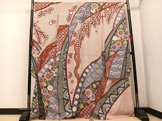平和屋着物●豪華振袖 舞花文 金彩 正絹 逸品 AABL1249ph