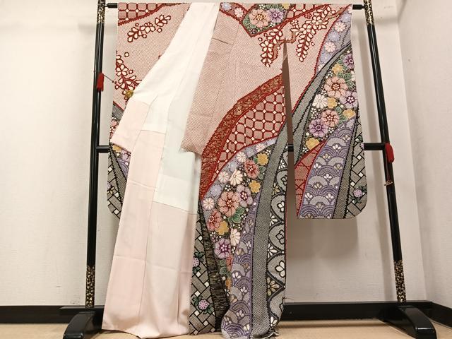 平和屋着物●豪華振袖 舞花文 金彩 正絹 逸品 AABL1249ph