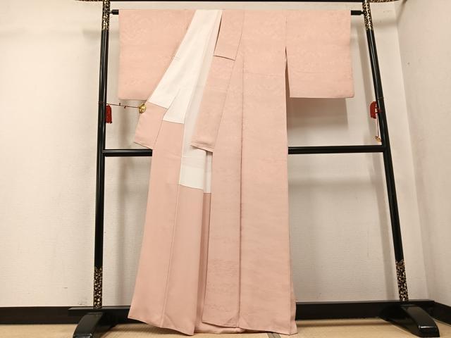 平和屋着物●上質な色無地 花唐草地紋 洗柿色 正絹 逸品 AABL1253ph