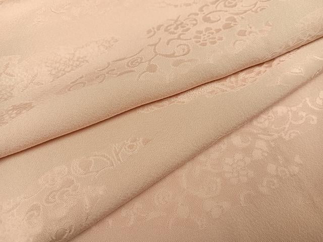 平和屋着物●上質な色無地 花唐草地紋 洗柿色 正絹 逸品 AABL1253ph
