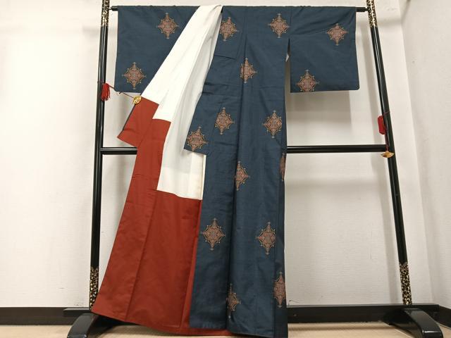 平和屋着物●本場大島紬 7マルキ 総絣 幾何学文様 正絹 逸品 AABL1256ph
