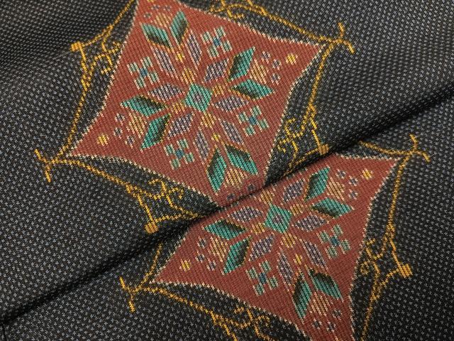 平和屋着物●本場大島紬 7マルキ 総絣 幾何学文様 正絹 逸品 AABL1256ph