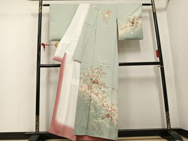 平和屋着物●訪問着 花車文 暈し染め 金彩 正絹 逸品 AABL1263ph