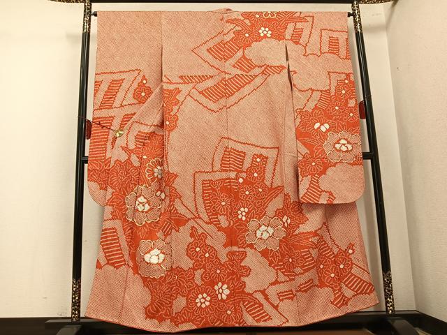 平和屋着物●豪華振袖 総絞り 駒刺繍 花尽くし 正絹 逸品 AABL1265ph