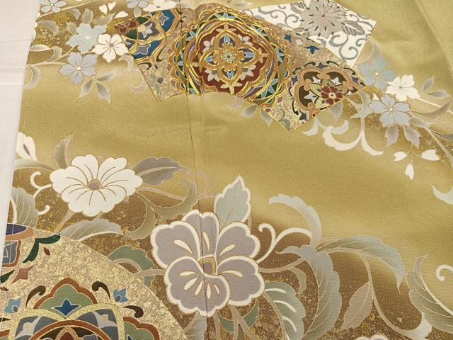 平和屋着物●豪華色留袖 作家物 駒刺繍 地紙花唐草文 暈し染め 金彩 正絹 逸品 AABL1279ph