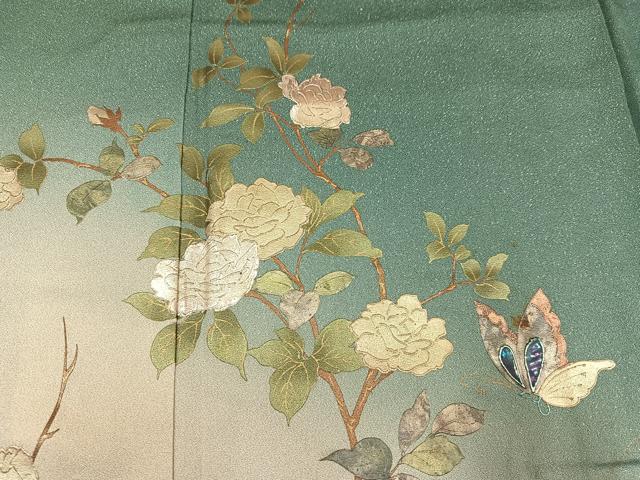 平和屋着物●訪問着 螺鈿 花蝶文 暈し染め 金彩 銀通し地 正絹 逸品 AABL1285ph