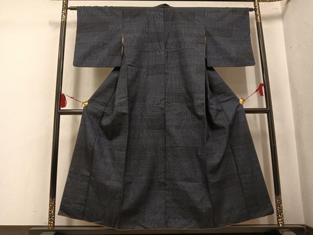 平和屋着物●結城紬 100亀甲 吉祥文 正絹 逸品 AABL1293ph