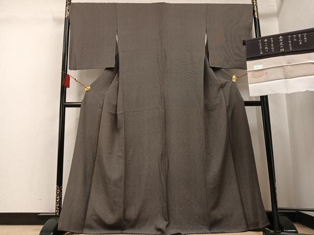 平和屋着物●江戸小紋 角通し 黒地 丹後ちりめん 正絹 逸品 AABL1297ph