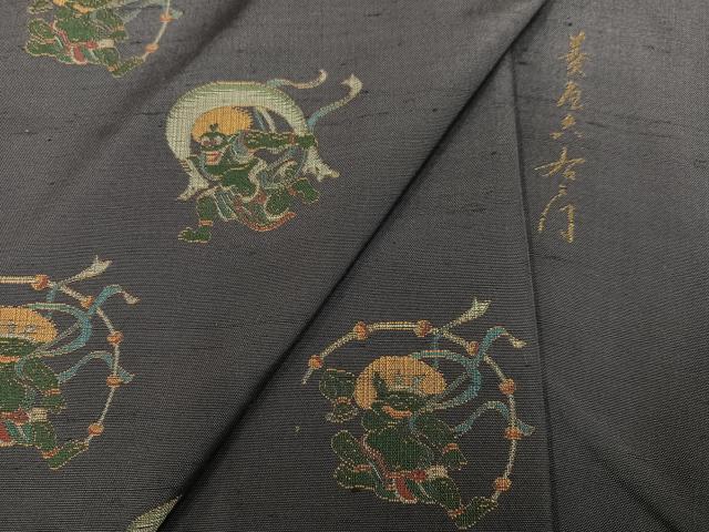 平和屋着物●京の名門・菱屋六右ェ門 紬 訪問着 風神雷神 正絹 逸品 AABL1300ph