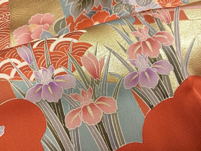 平和屋着物●豪華振袖 草花文 暈し染め 金彩 正絹 逸品 AABL1304ph