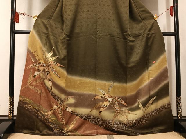 平和屋着物●訪問着 作家物 草花文 暈し染め 金彩 正絹 逸品 AABL1315ph