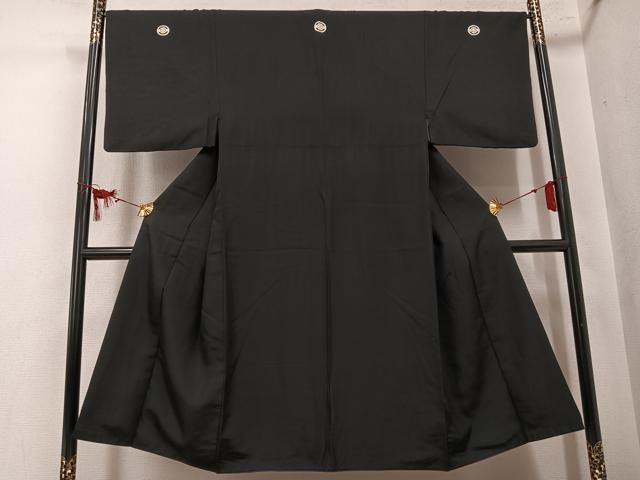 平和屋着物●男性 黒紋付 正絹 逸品 AABL1323ph
