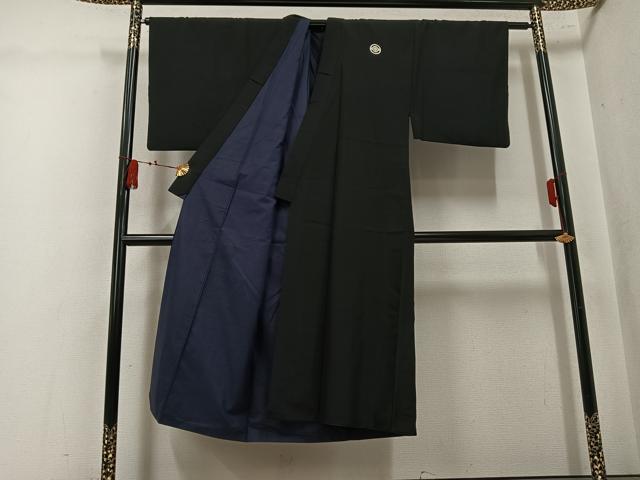 平和屋着物●男性 黒紋付 正絹 逸品 AABL1323ph