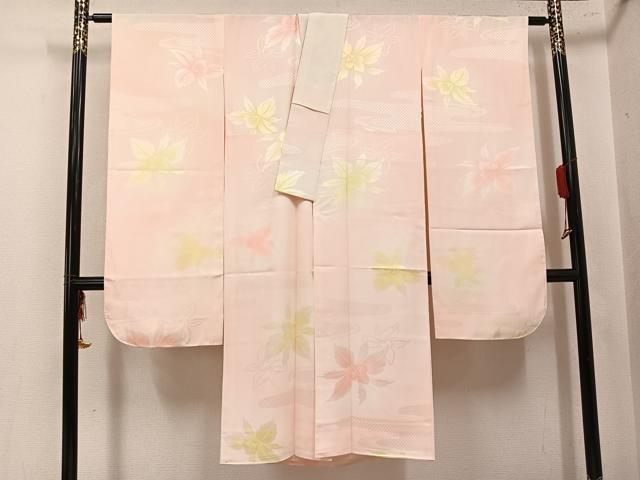 平和屋着物●振袖用長襦袢 袷 舞花文 暈し染め 正絹 逸品 AABL1326ph
