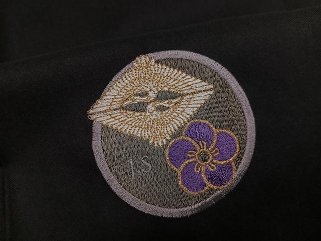 平和屋着物●女性 行灯袴 刺繍 花 黒地 洗える着物 AABL1338ph
