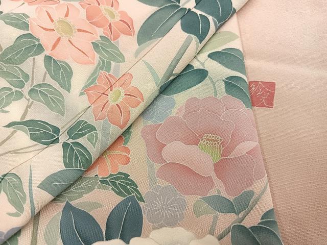 平和屋着物●訪問着 友禅 作家物 草花文 暈し染め 正絹 逸品 未使用 AABL1347ph